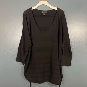 Lane Bryant Women’s Black Striped Ruched Dolman Sleeve Sweater Blouse Size 22/24